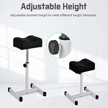 Giantex Pedicure Footrest Technician Nail Equipment, Salon Spa Beauty Footrest Home Pedicures with Height Adjustable Seat, Non-Slip Legs and Padded Seat Simple assembly Manicure Stool(Black)