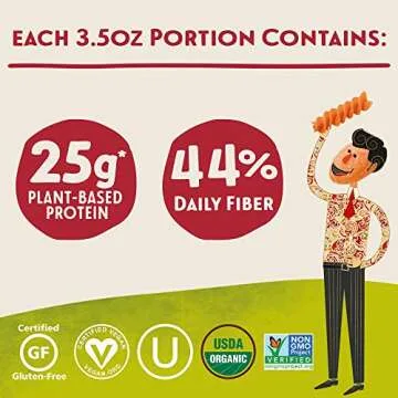 Tolerant Organic Red Lentil Rotini Pasta Free from Allergens - Gluten Free, Vegan, Paleo, Plant Based Protein Pasta - Non GMO, Kosher - Made with 1 Single Ingredient, 8 Ounce (Pack of 1