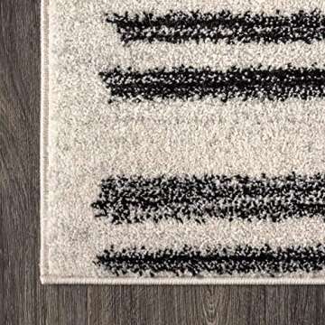 JONATHAN Y MOH207A-28 Khalil Modern Berber Stripe Indoor Farmhouse Area-Rug Bohemian Minimalistic Striped Easy-Cleaning Bedroom Kitchen Living Room Non Shedding, 2 X 8, Cream,Black