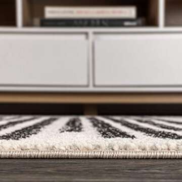 JONATHAN Y MOH207A-28 Khalil Modern Berber Stripe Indoor Farmhouse Area-Rug Bohemian Minimalistic Striped Easy-Cleaning Bedroom Kitchen Living Room Non Shedding, 2 X 8, Cream,Black