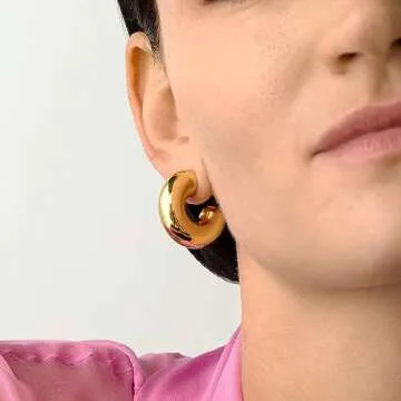 Chunky Gold Hoop Earrings - Trendy and Stylish Jewelry