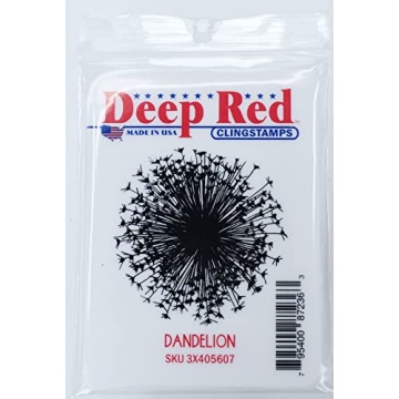 Deep Red Stamps Dandelion Rubber Cling Stamp for Creative Projects