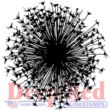 Deep Red Dandelion Rubber Cling Stamp - 2 x 2 Inches