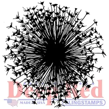 Deep Red Dandelion Rubber Cling Stamp - 2 x 2 Inches
