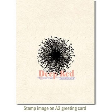 Deep Red Dandelion Rubber Cling Stamp - 2 x 2 Inches