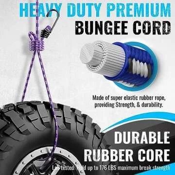 GOEASY0312 Premium Heavy Duty Bungee Cords - 20 pcs Set