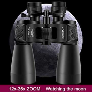 BORWOLF 12-36X60 High Magnification HD Professional Zoom Binoculars Outdoor Hunting Telescope High P...