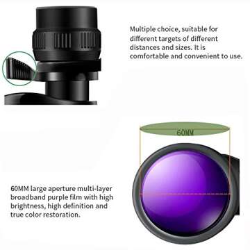 BORWOLF 12-36X60 High Magnification HD Professional Zoom Binoculars Outdoor Hunting Telescope High Power Binoculars for Bird Watching