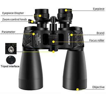 BORWOLF 12-36X60 High Magnification HD Professional Zoom Binoculars Outdoor Hunting Telescope High Power Binoculars for Bird Watching
