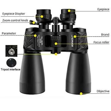 BORWOLF 12-36X60 High Magnification HD Professional Zoom Binoculars Outdoor Hunting Telescope High Power Binoculars for Bird Watching