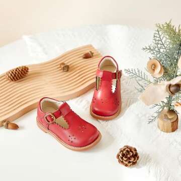 ESTINE Toddler Kids Bow School Uniform Oxford - Red Party Dress Shoes