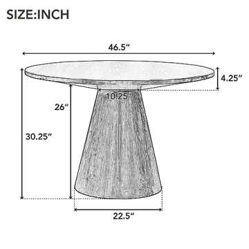 DREAMODERN 46.5'' Round Wood Dining Table for 4-6, Modern Circle Kitchen Table for Living Room Dinin...
