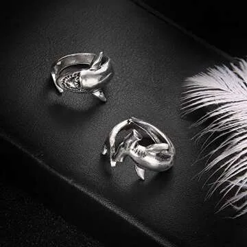 2pcs Shark and Hammerhead Rings - Quirky Ocean Jewelry