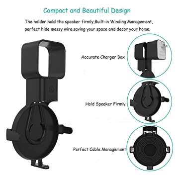 Outlet Wall Mount Stand/Holder for Echo Dot 3rd Generation Smart Home Speakers Space-Saving Hanger Plug for Alexa Built-in Cable Management Hide Messy Wires(1 Pack Black)