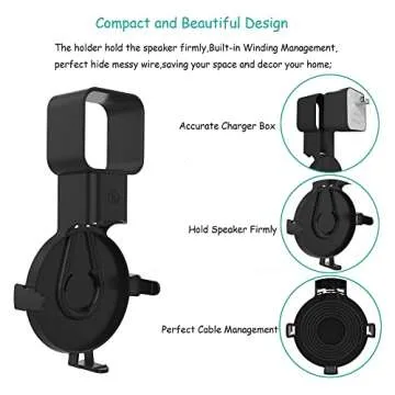 Outlet Wall Mount Stand/Holder for Echo Dot 3rd Generation Smart Home Speakers Space-Saving Hanger Plug for Alexa Built-in Cable Management Hide Messy Wires(1 Pack Black)