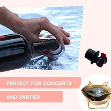 PortoVino Double Pour Vegan Leather Tote Bag with Hidden Insulated Flask Compartment and Dispenser with Spout that Hold 2 separate Bottles Of Wine! Perfect for Traveling, Concerts, Bachelorette Party!