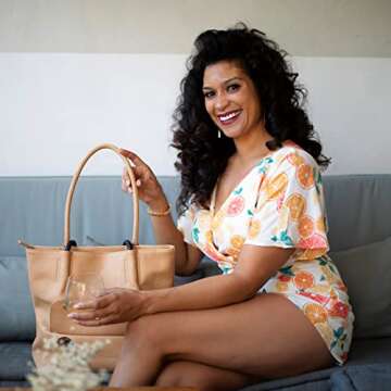 PortoVino Double Pour Vegan Leather Tote Bag with Hidden Insulated Flask Compartment and Dispenser with Spout that Hold 2 separate Bottles Of Wine! Perfect for Traveling, Concerts, Bachelorette Party!