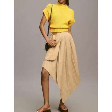 Jenkoon Women's Ultra Soft Fashion Sweater Vest Mock-Neck Extended Shoulder Sweater Vest Cap Sleeve Knit Pullover(Green,M)