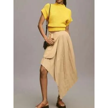 Jenkoon Women's Ultra Soft Fashion Sweater Vest Mock-Neck Extended Shoulder Sweater Vest Cap Sleeve Knit Pullover(Green,M)