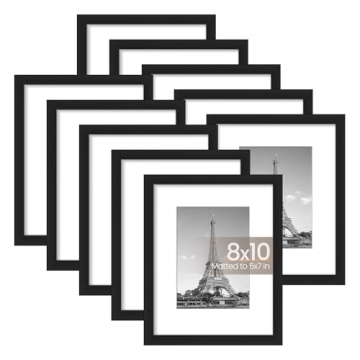 Upsimples 8x10 Picture Frame Set of 10 - Stylish Multi Photo Frames for Wall or Tabletop Display