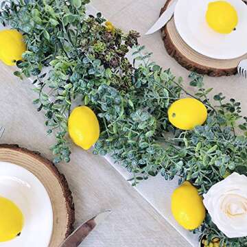 30 Pack Faux Yellow Lemons Artificial Fruits Fake Lemons Lifelike Simulation for Lemonade Party Kitchen Table Summer Decorations Vase Fillers Fruit Bowl Lemon Wreath Garland Photography Props