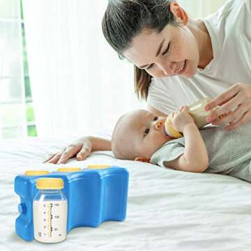 LotFancy 2PCS Contoured Freezer Packs for Breastmilk Bottle Storage, Lunch Box, Insulated Bags, Long Lasting Reusable Cool Packs for Beer Cans Soda, Camping Beach Picnic