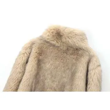 Archicolor Minimalist Faux Fur Coat Fashion Blogger Retro Pullover Coat Women For Winter (US, Alpha, Medium, Regular, Regular, Khaki)