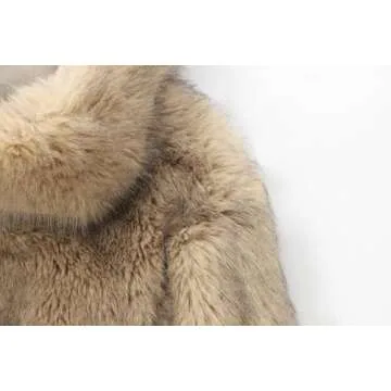 Archicolor Minimalist Faux Fur Coat Fashion Blogger Retro Pullover Coat Women For Winter (US, Alpha, Medium, Regular, Regular, Khaki)