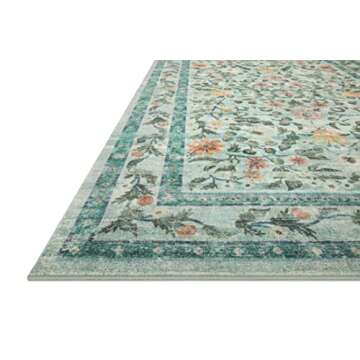Loloi Rifle Paper Co. Courtyard Collection COU-03 Sage 2'-0" x 5'-0" Accent Rug feat. CloudPile