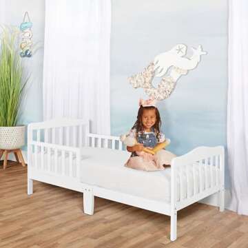Dream On Me Sydney Toddler Bed in White, Greenguard Gold Certified, JPMA Certified, Low To Floor Des...