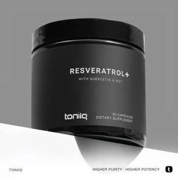 Toniiq 1600mg Resveratrol Blend - Ultra High Purity and 3rd Party Tested - with MCT Oil for Added Bioavailability - Optimal NAD Supplement