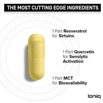 Toniiq 1600mg Resveratrol Blend - Ultra High Purity and 3rd Party Tested - with MCT Oil for Added Bioavailability - Optimal NAD Supplement
