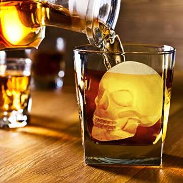 Extra Large 3D Skull Ice Cube Mold Silicone Ice Molds for Whiskey Skull Ice Cube Trays with Funnel f...