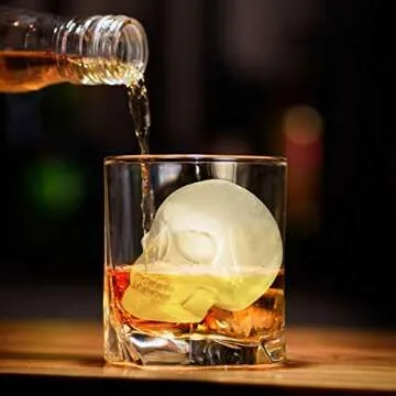 Extra Large 3D Skull Ice Cube Mold Silicone Ice Molds for Whiskey Skull Ice Cube Trays with Funnel for Big Mouth Cup Skull Ice Maker with Resin Chocolate sugar Whiskey Ice Mold for Parties (2 Pcs)