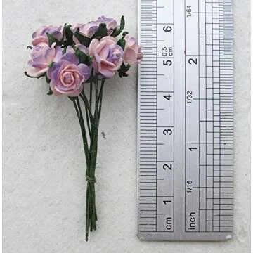 Handmade 100 pcs Mini Mulberry Paper Roses 18 mm Mulberry Paper Flowers Scrapbooking Wedding DIY Craft. (Mixed Purple)