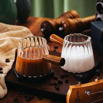 Stylish Jingmore Espresso Shot Glasses with Wood Handle