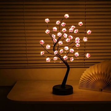 Cherry Blossom Tree Lamp: 18'' LED Bonsai Lights for Home Decor