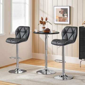 Yaheetech Grey Bar Stools Set of 2, PU Leather Bar Chairs with Backrest, Height Adjustable Swivel Island Stools for Bar, Kitchen Counter, Grey