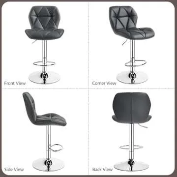 Yaheetech Grey Bar Stools Set of 2 - Swivel, Height Adjustable