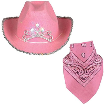 Funny Party Hats Cowboy Hat - Western Hat with Paisley Bandanna - Dress Up Clothes (Pink Flashing Ti...
