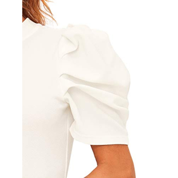 Floerns Women's Casual Frill Mock Neck Blouse for Office