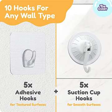 Tub Cubby Original Bath Toy Storage - Hanging Bath Toy Holder, with Suction & Adhesive Hooks, 30"x23" Mesh Net Shower Caddy for Kids Bathroom Decor, Bedroom Toy Organizer (Large Toys)