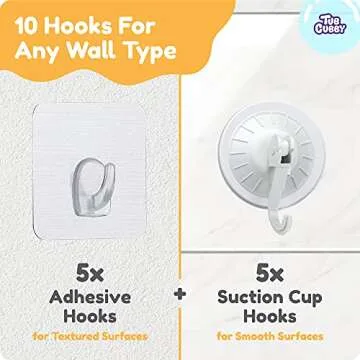 Tub Cubby Original Bath Toy Storage - Hanging Bath Toy Holder, with Suction & Adhesive Hooks, 30"x23" Mesh Net Shower Caddy for Kids Bathroom Decor, Bedroom Toy Organizer (Large Toys)