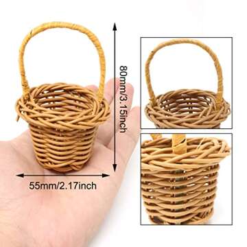 Honbay 6PCS Miniature Woven Baskets with Handles Tiny Candy Gifts Basket Mini Flower Basket for Wedd...