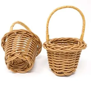 Honbay 6PCS Miniature Woven Baskets with Handles Tiny Candy Gifts Basket Mini Flower Basket for Wedding Party Favors Crafts Decor