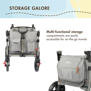 Busy Bee Foldable Wagon Stroller for 2 Kids - Grey