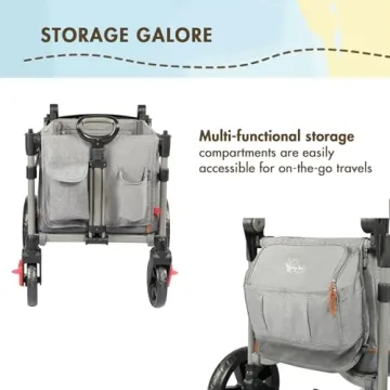 Busy Bee Foldable Wagon Stroller for 2 Kids - Grey