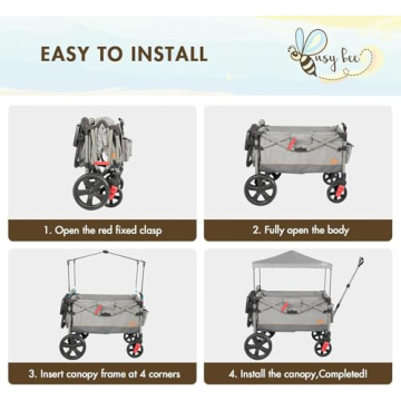 Busy Bee Foldable Wagon Stroller for 2 Kids - Grey