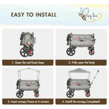 Busy Bee Foldable Wagon Stroller for 2 Kids - Grey