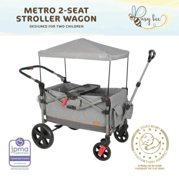 Busy Bee Foldable Wagon Stroller for 2 Kids - Grey
